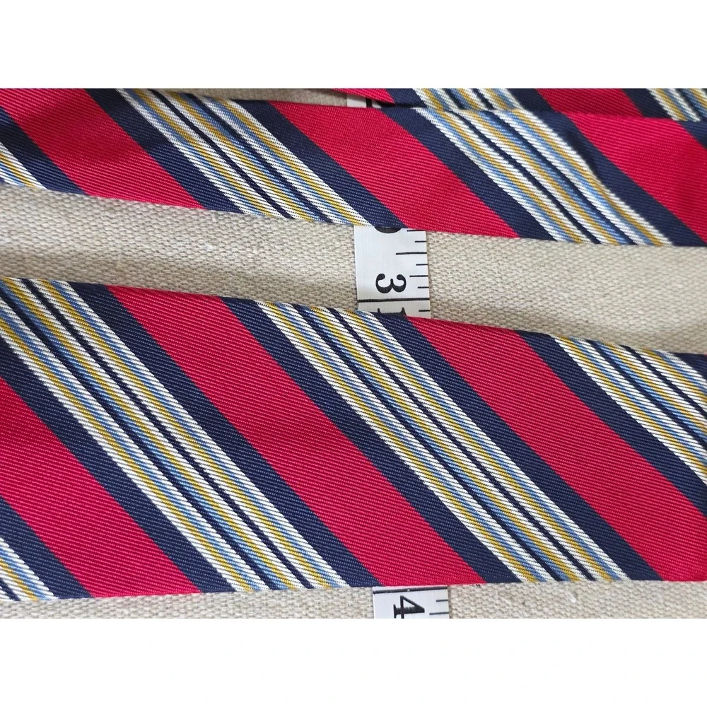Vintage Red Navy Blue Gold Diagonal Stripe Acetate Necktie Mens Tie